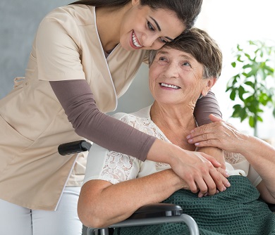 Nurse with senior female patient
